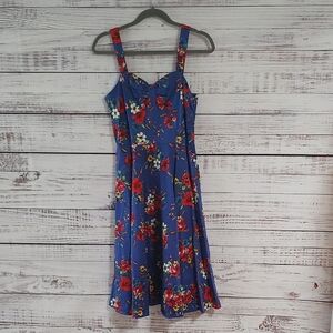 Hearts & Roses Blue Floral Swing Dress NWT Size 6